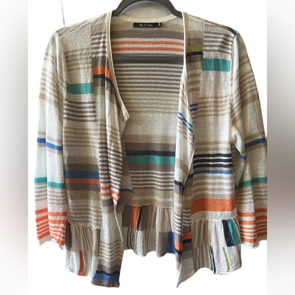 NIC+ZOE Striped Relaxed Open Front Cardigan